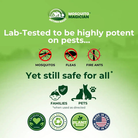 Product label of All In One Yard Bug Control Liquid Concentrate Slays Skeeters Fleas And Fire Ants with safety icons for families and pets.