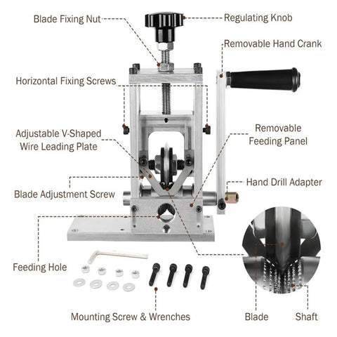 Heavy Duty Electric Copper Wire Stripping Machine For Scrap Recycle With Manual Control Option Efficient Cable Stripper showing adjustable components.