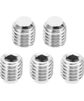 Built Tough M12 Nylon Tip Grub Screws Five Pack Heavy Duty Hex Socket Cap Set Screws in 304 stainless steel with nylon tips.