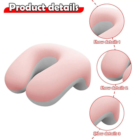Desk Nap Pillow With Memory Foam Neck Support, Breathable Removable Cover, Versatile Headrest, detailed pink and white cushion