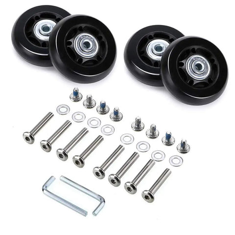 Luggage Suitcase Replacement Wheels Set With ABEC 608zz Bearings 45mm Inline Wheels For Travel Quiet And Durable Includes 30mm And 35mm Axles And Washers Four Pack Black