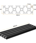 T Slot 2080 Aluminum Extrusion Profile European Standard 300mm By 80mm Anodized Black Linear Rail Extrusion Frame