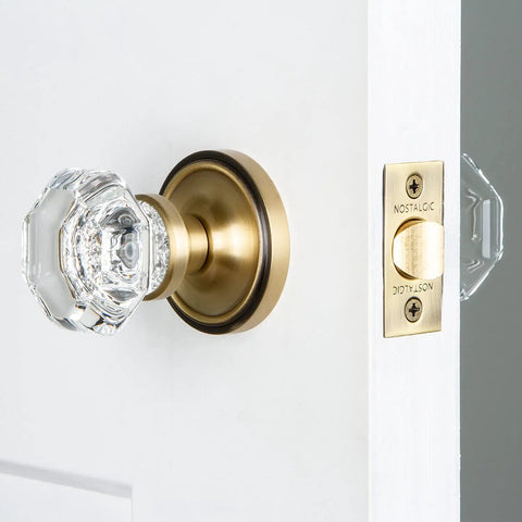 Classic Rosette Waldorf Octagonal Crystal Door Knob For Interior Doors With Timeless Style And Durable Finish Vintage Vibe Premium Craftsmanship And Finish Options
