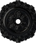 Scroll Medallion Ceiling Decor Hand Painted Jet Black Outer Diameter Thirty Three And One Quarter Inches Inner Diameter