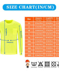 Killer Neon Yellow Security Uniform Shirt With Quick Dry Mesh Keeping You Comfy While Crushing Heavy Shifts size chart with measurements.