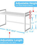 Expandable Kitchen Storage Shelves With Heavy Duty Metal Build, 110 Lbs Capacity, Adjustable Length From 18.2 To 28.9 Inches