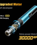 Badass Slick Five Speed Rechargeable Mini Drill Pen With Lcd Display And Ten Drilling Bits Portable Cordless Micro Electric Hand Tool for jewelry crafting, showcasing upgraded motor and USB charging.