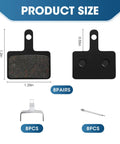 8 Pairs Resin Semi Metallic Bike Brake Pads For Mountain Disc Brakes, High Performance, showing size and components