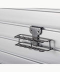 All Steel Screwdriver Rack For Slatwall Panels Built Tough And Holds Six Tools, Fits StoreWall And HandiWall, side view on panel