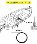 Rock Solid 3/4 Inch Tapered Shaft Steering System Kit With 10Ft Steering Cable For Yachts, Fishing Boats, Inboards And Sterndrives Durable 304 Stainless Gears Rust Resistant Smooth Precise Steering diagram showing helm and cable