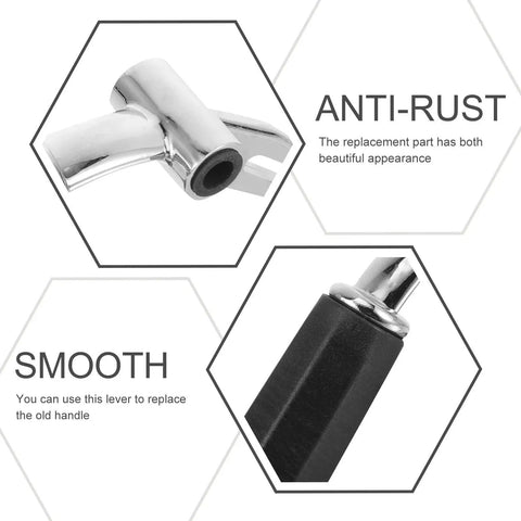Discharge Lever Handle Replacement Part For Ice Cream Machines, heavy duty, anti-rust, polished chrome and black finish details