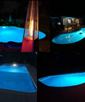 Night view of inground pools illuminated by LED Pool Light Bulb 120V 60W 6000lm Bright White 6500K Replacement For Pentair Amerlite Hayward