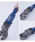 Electric Hydraulic Rebar Bender And Cutter Portable Steel Shear for cutting and bending 4 to 18 mm rebar, handheld view.