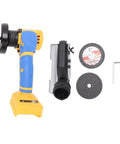 Badass Cordless Cut Off Tool Featuring Heavy Duty Brushless Motor And Hella Fast 19000 Rpm Speed To Rip Through Metal Wood Plastic And Stone With Detachable Dust Shield and accessories.