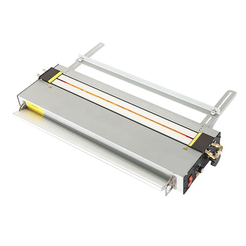 Badass Hot Plastic Bender Machine For Acrylic And PVC Sheets Featuring Adjustable Dual Heaters And Precise Angle Positioner, grey and yellow, 650mm length.
