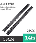 Two Pack Smooth Glide Drawer Slides, 10mm Wide Bearing Rails For Cabinets And Drawers, 14in black steel set