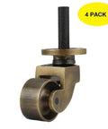 Heavy Duty Brass Stem Casters Set Of 4 With Antique Brass Finish For Furniture Chairs And Tables 1 Inch Wheel Diameter