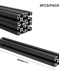 4 Pack 4040 T Slot Aluminum Extrusion 200mm Black Rails For DIY CNC And 3D Printer Frames, High Strength 40x40 Aluminum Profile With Easy Fit T Slot, Great For Robotics, Machine Projects, 200mm black anodized 4040 T-slot extrusion, 4-piece pack