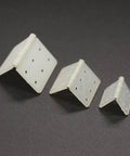 Three Nylon Hinges For RC Airplanes skrnrhrery Three Sizes, medium, small, large, showing square loose leaf design for model aircrafts