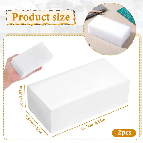 Two Pack HDPE Plastic Blocks 2 In By 3 In By 6 In High Density Polyethylene shown in hand and on table; durable and versatile