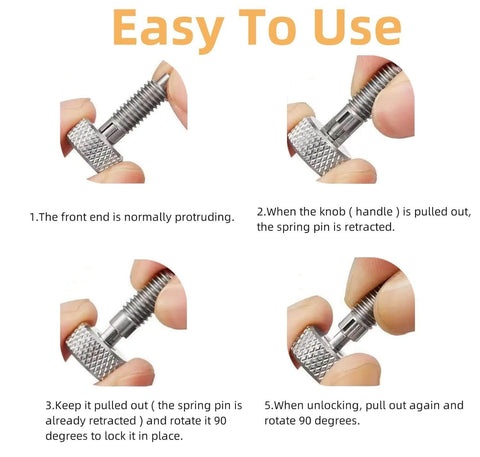 Hand Retractable Spring Plunger M10 Stainless Steel Quick Release Pin Lockout Pin With Nut And Knurled Handle usage steps