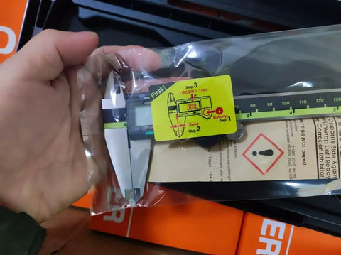 8 Inch Digital Caliper With Digimatic Absolute Encoder, 0.0005 Inch Resolution, IP65 Stainless Steel Build, in plastic packaging
