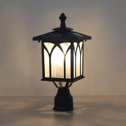 Solar Post Light Outdoor Cast Aluminum LED Lamp Fixture For Garden Gate Yard Pole Pillar Driveway Pathway Deck No Fuss Install
