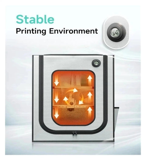 Large 550 By 600 By 670 mm 3D Printer Enclosure With Built In LED Light And Constant Temperature Control, front view.