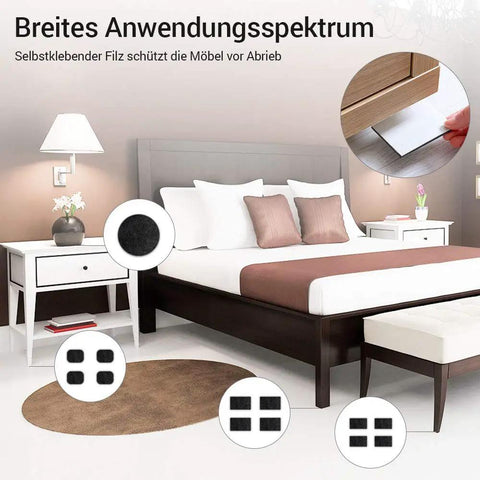 Bedroom with furniture protected by Self Adhesive Felt Tape Pack With Heavy Duty Pads For Furniture And Chairs.