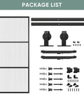 Glass Barn Door 36x84 Reeded Glass With Carbon Steel Pre Drilled Frame Sliding Door Panel Includes 6 Ft Hardware Kit shown