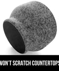 100 Percent Natural Granite Mortar And Pestle Set With Non Scratch Base shown upside down on a white background.