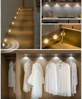 Motion Sensor Under Cabinet Lights For Kitchen And Closet Auto On Off LED Under Cabinet Lighting With 3 Color Temperatures in use