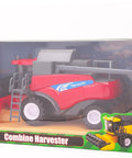 1:32 Scale Friction Powered Red Combine Harvester Farm Toy With Realistic Reel, Rotating Header, Removable Ladder, 25cm Long