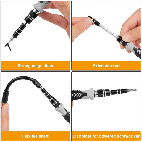 Awesome All In One Precision Screwdriver Set With Magnetic Bits For Phone Repair And Electronics Fix It Torx Hex Phillips Tools That Are Totally Sick And Super Useful For Any DIY Tech Job You Got Going On. 135-piece set with flexible shaft and bit holder
