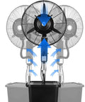 Heavy Duty Oscillating Standing Fan Delivering Three Speed Pedestal Power For Whole Room Cooling and Smooth Indoor Outdoor Air Circulation Designed To Keep Ya Chillin From Morning Till Night with adjustable head movement.