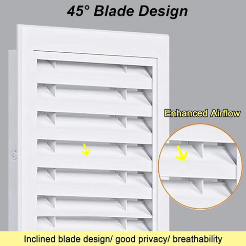 Built Tough Return Air Grille With Slick Louvered Design And A Tight Magnetic Grip, showcasing 45° blade design for enhanced airflow.