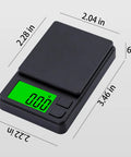 Pocket Scale 1000g x 0.01g Digital Gram Scale For Jewelry, Grab And Go Kitchen And Food Prep, Mini Scale With Backlit LCD, dimensions shown