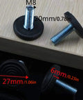 20 Pack Adjustable Furniture Leveling Feet With M8 Threaded Screws showing 20mm height and black rubber base for stability.