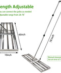Heavy Duty Lawn Leveling Rake With Stainless Steel Pole, Rustproof Yard Smoothing Tool, 6.5 Ft Reach, adjustable length shown