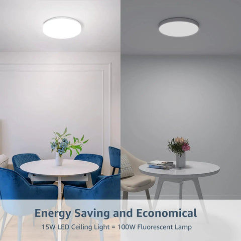 Eight Point Seven Inch LED Ceiling Light Flush Mount Waterproof IP54 1500 LM 15W 5000K Daylight White in interior setting