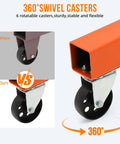 Heavy Duty Folding Engine Hoist 4000 Lbs Hydraulic Cherry Picker showing 360° swivel casters comparison for stability.