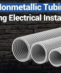 Heavy Duty One Point Five Inch ENT Couplings For Smurf Tube Wiring Concrete Buried Rated Pro Grade Lightweight Connector Five Pack shown with gray tubing.