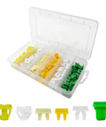 Hella Tough 120 Piece Nylon Grommet Screw Nuts Assortment Kit With Self Tapping Inserts, assorted push pins in various colors.
