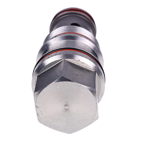 Close-up of HOLDWELL CKIBXCN hydraulic control check valve; metal body with hex end and red seal rings