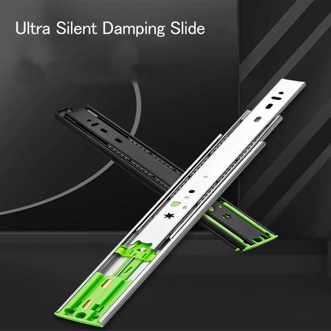 Twenty Pairs Full Extension Soft Close Drawer Slides With Hella Smooth Ball Bearing Rails That Kick Up Your Kitchen Cabinet And Workshop Storage Game Effortlessly - showing rails with black and vibrant green accents.