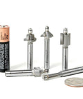 Tough As Nails Carbide Corner Rounding Router Bit With Mini Ball Bearing Guide, 1/4 shank, compact size for precise woodwork.