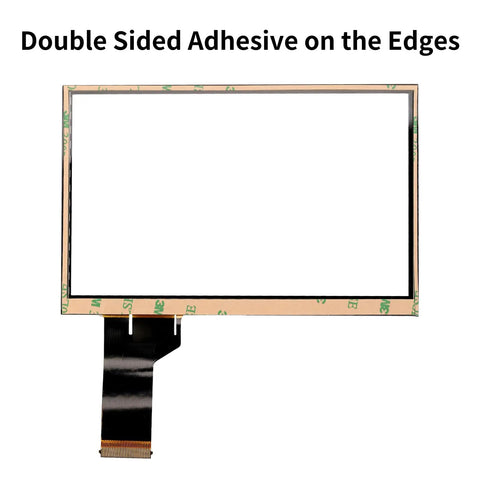 6.5 Inch Touch Screen Digitizer Replacement For VW Jetta Passat Tiguan Polo Magotan CC Golf GLI Scirocco And Skoda Octavia Yeti With 40 Pin Cable Interface LCD Not Included, front view with adhesive edges