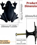 Frog Shaped Cabinet Knobs Set Of 4 Black Zinc Alloy Drawer Pulls dimensions shown, highlighting 45×39×23 mm size.