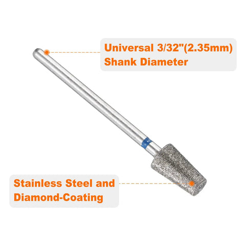Six Piece Diamond Grinding Bit Set For Rotary Tools With 1.6mm, 2mm, 2.5mm, 3mm, And 6mm Sizing, 2.35mm Shank, 45mm Length