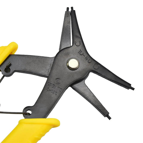 Close-up of 2 In 1 Snap Ring Pliers Dual Purpose Retaining Ring Plier C Clip Tool For 10mm To 40mm Inner And Outer Ring Installation And Removal
